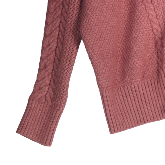 Belle Belldini Knit Sweater Womens Medium Pink Mock Neck Oversized Cable Knit - Picture 5 of 7